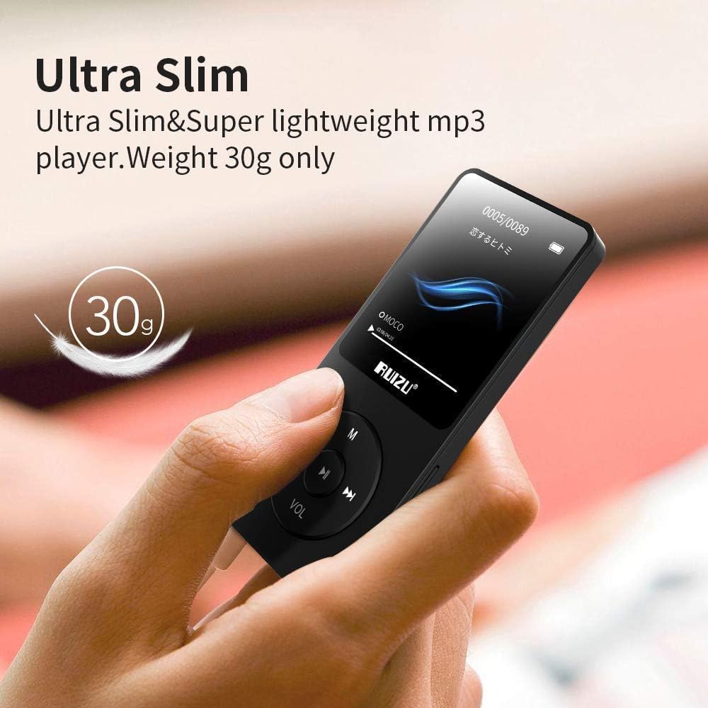 32GB MP3 Player mit Bluetooth 5.3, Ultraleicht (30 Gramm), bis zu 80 Stunden Akkulaufzeit, 1.8-Zoll-