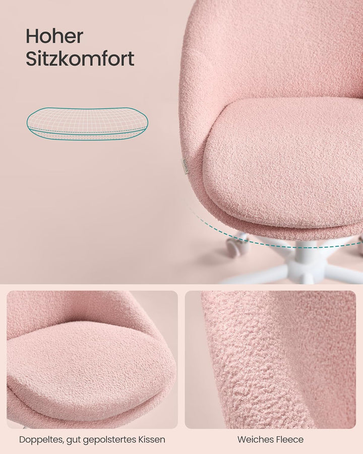 SONGMICS Homeoffice-Stuhl, Schminkstuhl aus Fleece, Schreibtischstuhl, Schaumstoffpolsterung, höhenv
