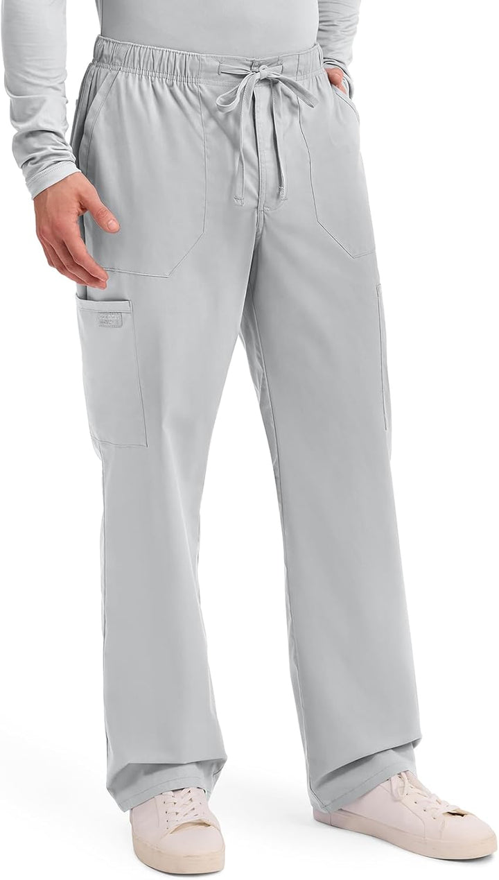Workwear Professionals Men Scrubs Pant Tapered Leg Fly Front Cargo WW190 XS Grau, XS Grau