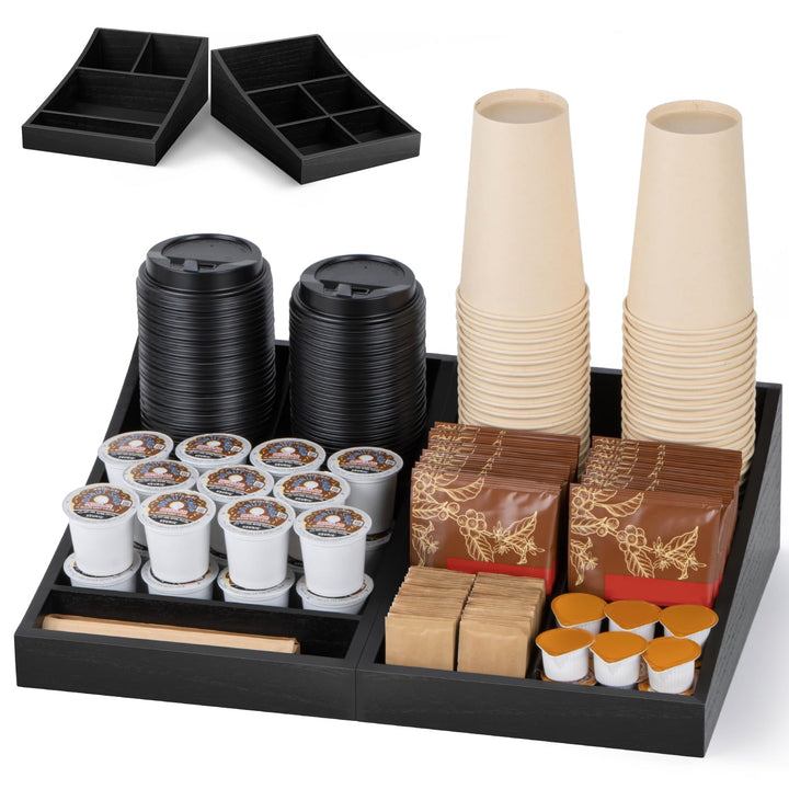 ANBOXIT Kaffee Organizer, Holz Kaffeestation Zubehör Organizer für Kaffeeecke, Kaffeebar Regal, Kaff