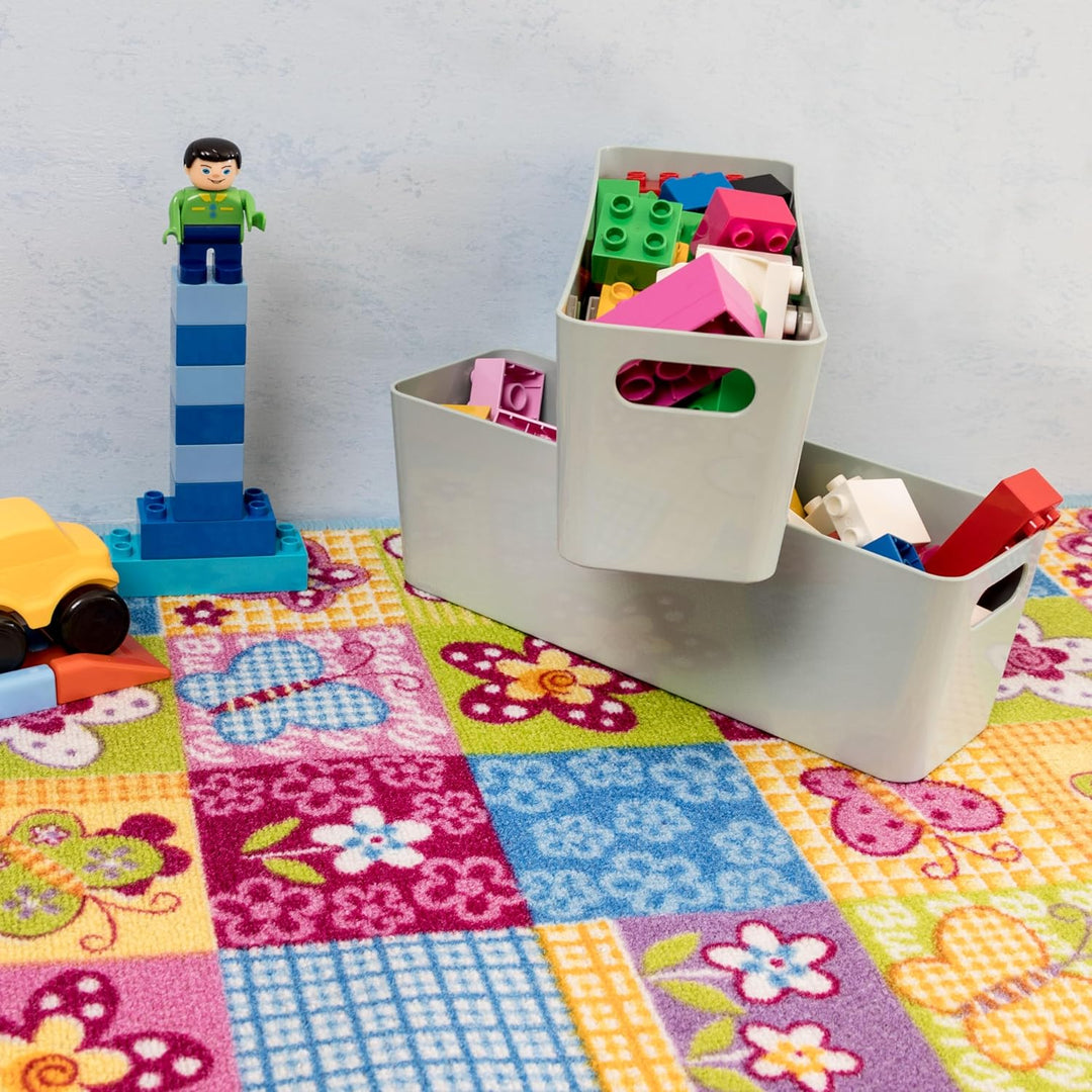 6x Ordnungsboxen - 10 cm hoch - GRAU - 30x10x10cm - 2 Liter - Ordnungskorb - Schubladenorganizer Sch