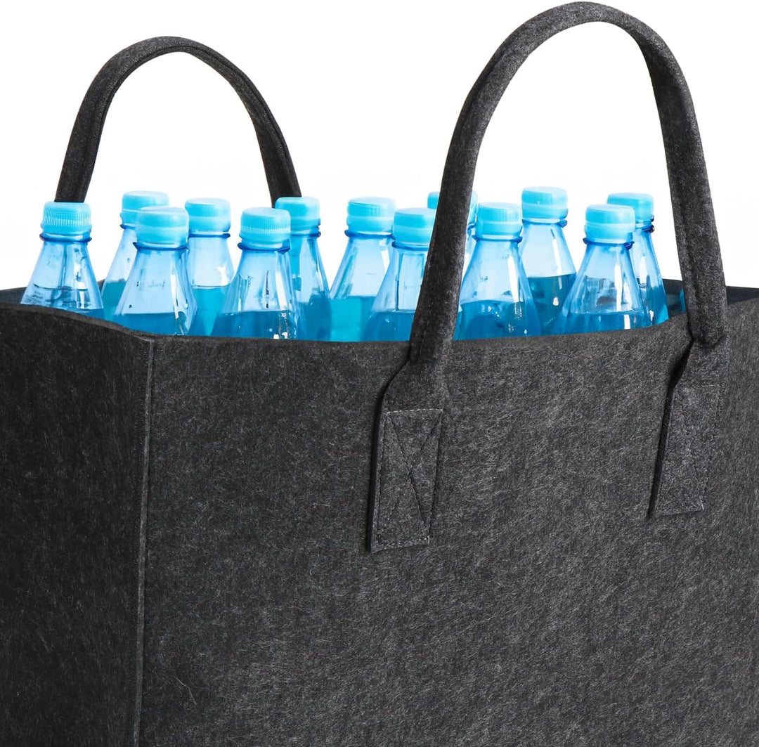 com-four® 2X Filz-Tasche XXL für den Einkauf, Zeitungen, Papier, Spielzeug, Picknick oder Strand, ro