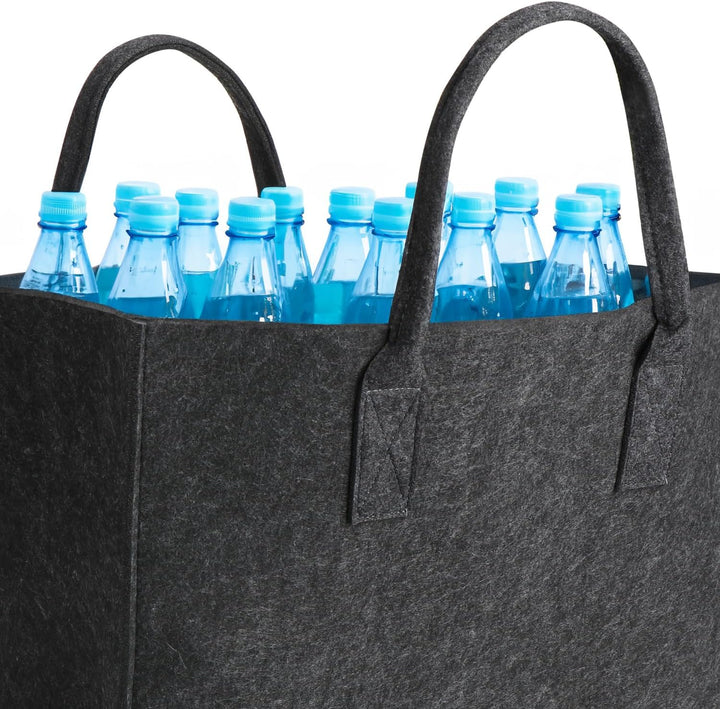 com-four® 2X Filz-Tasche XXL für den Einkauf, Zeitungen, Papier, Spielzeug, Picknick oder Strand, ro