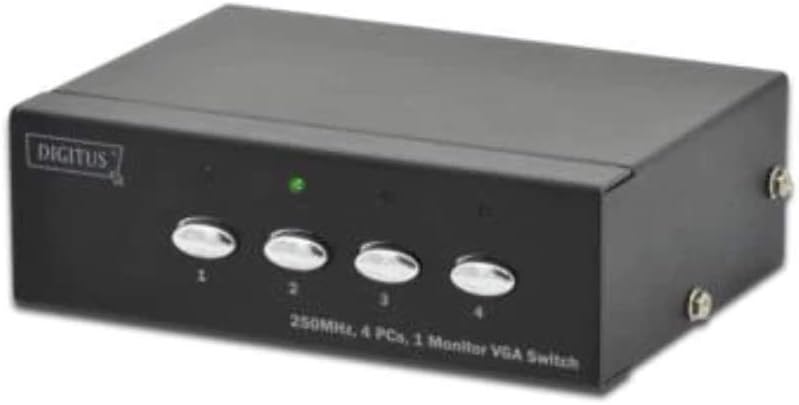 DIGITUS Professional VGA Video Switch / Umschalter, 4 Eingänge - 1 Ausgang, 250MHz, bis 1920x1080 Pi