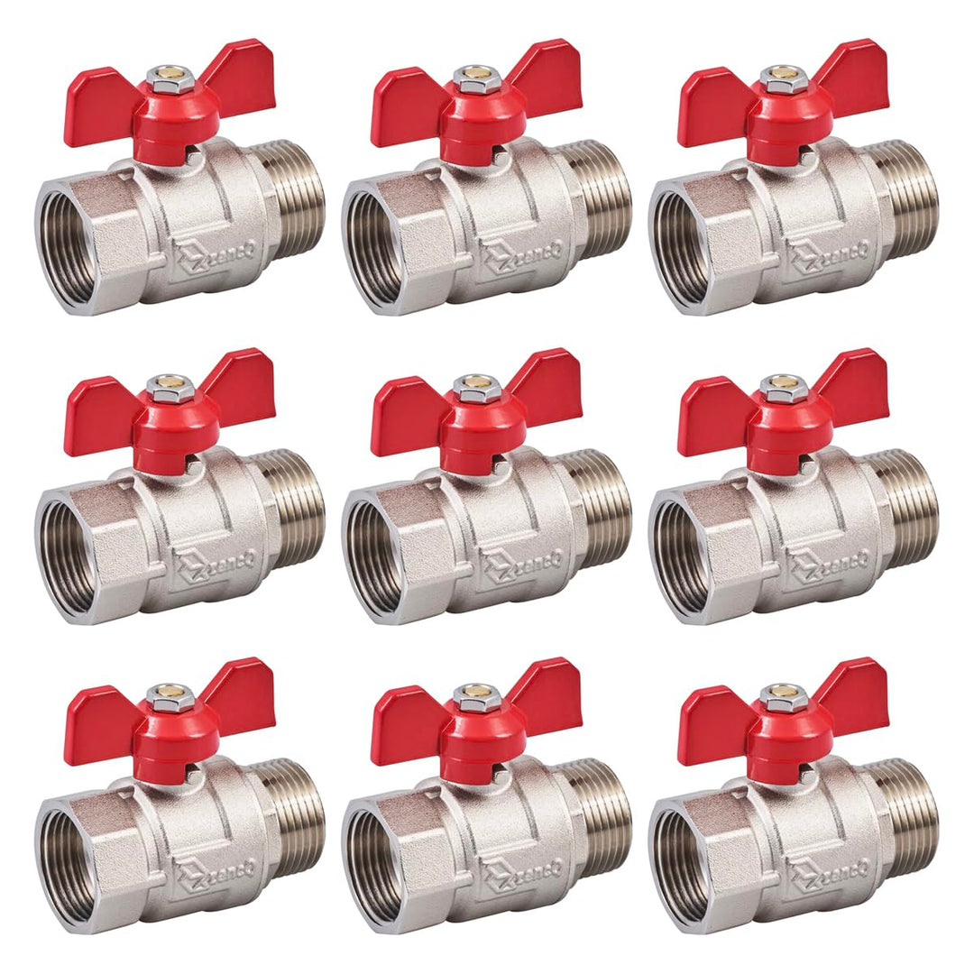zencQ Messing Kugelhahn mit Verschraubung MF (1" 9er Pack), 1" 9er Pack