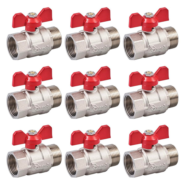 zencQ Messing Kugelhahn mit Verschraubung MF (1" 9er Pack), 1" 9er Pack