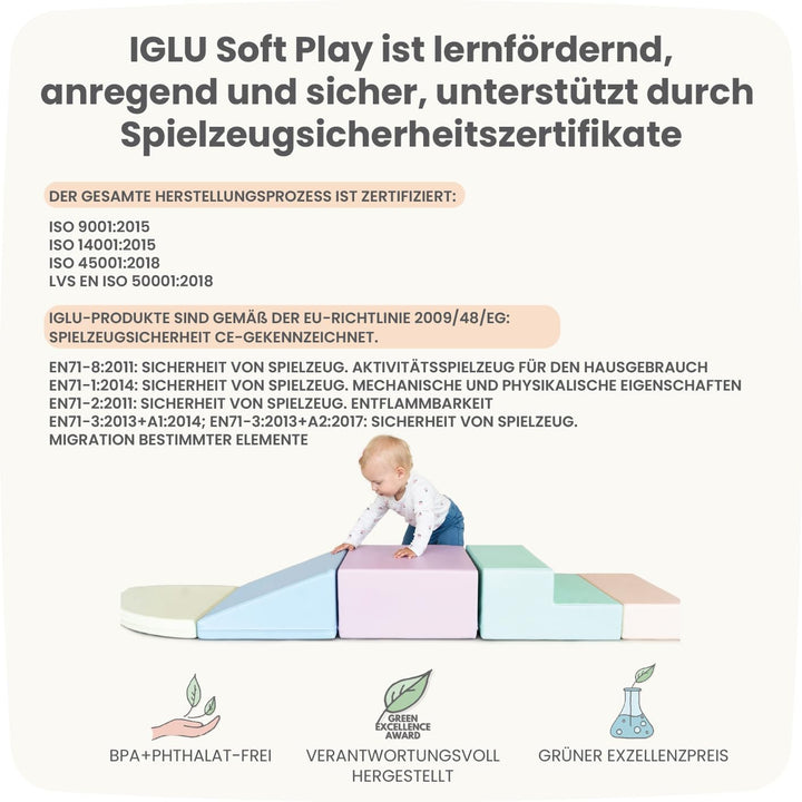IGLU SOFT PLAY Schaumstoff Bausteine Kinder 5 STK Softbausteine Klettern Riesenbausteine Motorik Gro