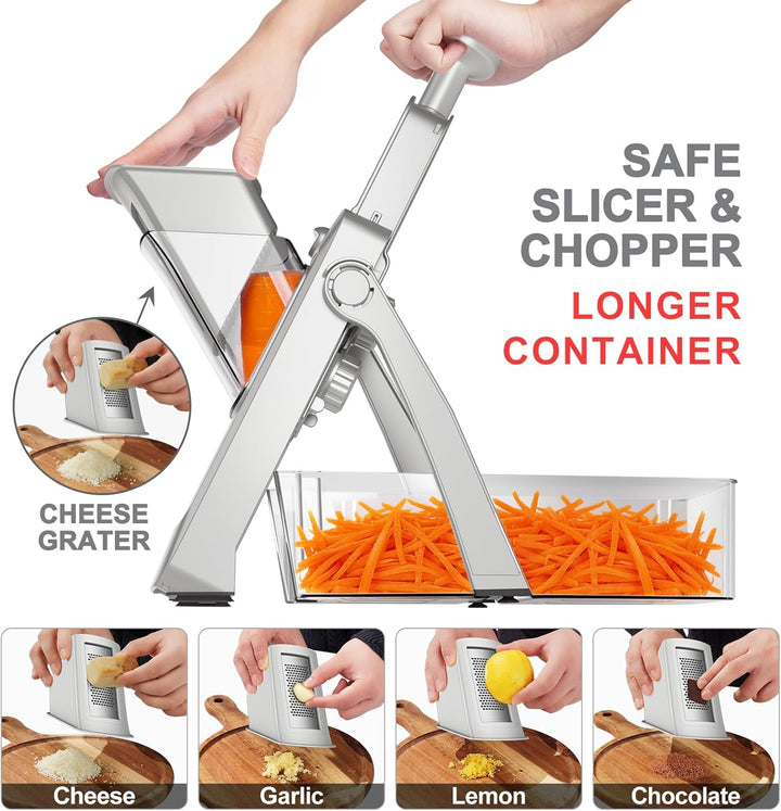 QYKIC Gemüseschneider, ONCE FOR ALL Verstellbar Gemüsehobel Mandoline Vegetable Slicer Kartoffelschn