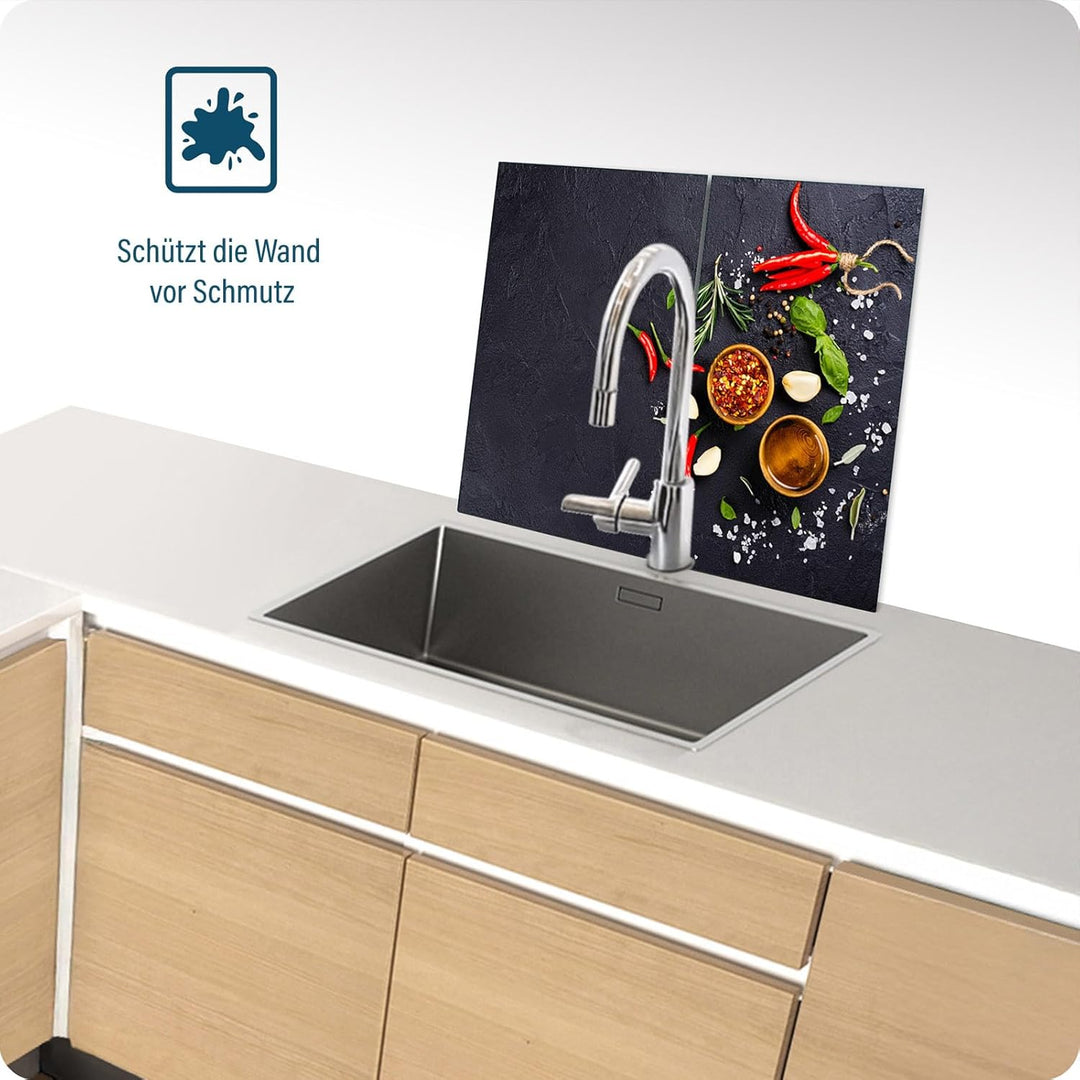 SFArt Herdabdeckung Glas – Gehärtetes Glas Schneidebrett & Ceranfeld Abdeckplatte 2 Teilig 35x52– Hy