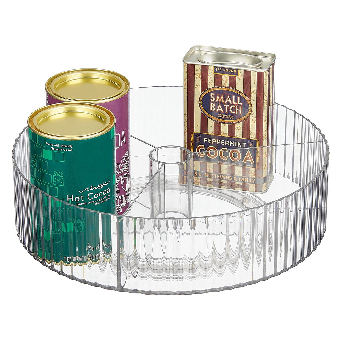 mDesign Küchenrondell – praktischer Drehteller mit 3 Fächern – drehbarer Gewürzhalter für den Kühl-