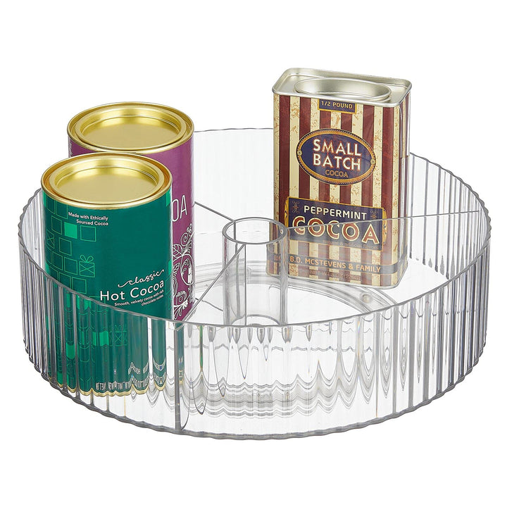 mDesign Küchenrondell – praktischer Drehteller mit 3 Fächern – drehbarer Gewürzhalter für den Kühl-