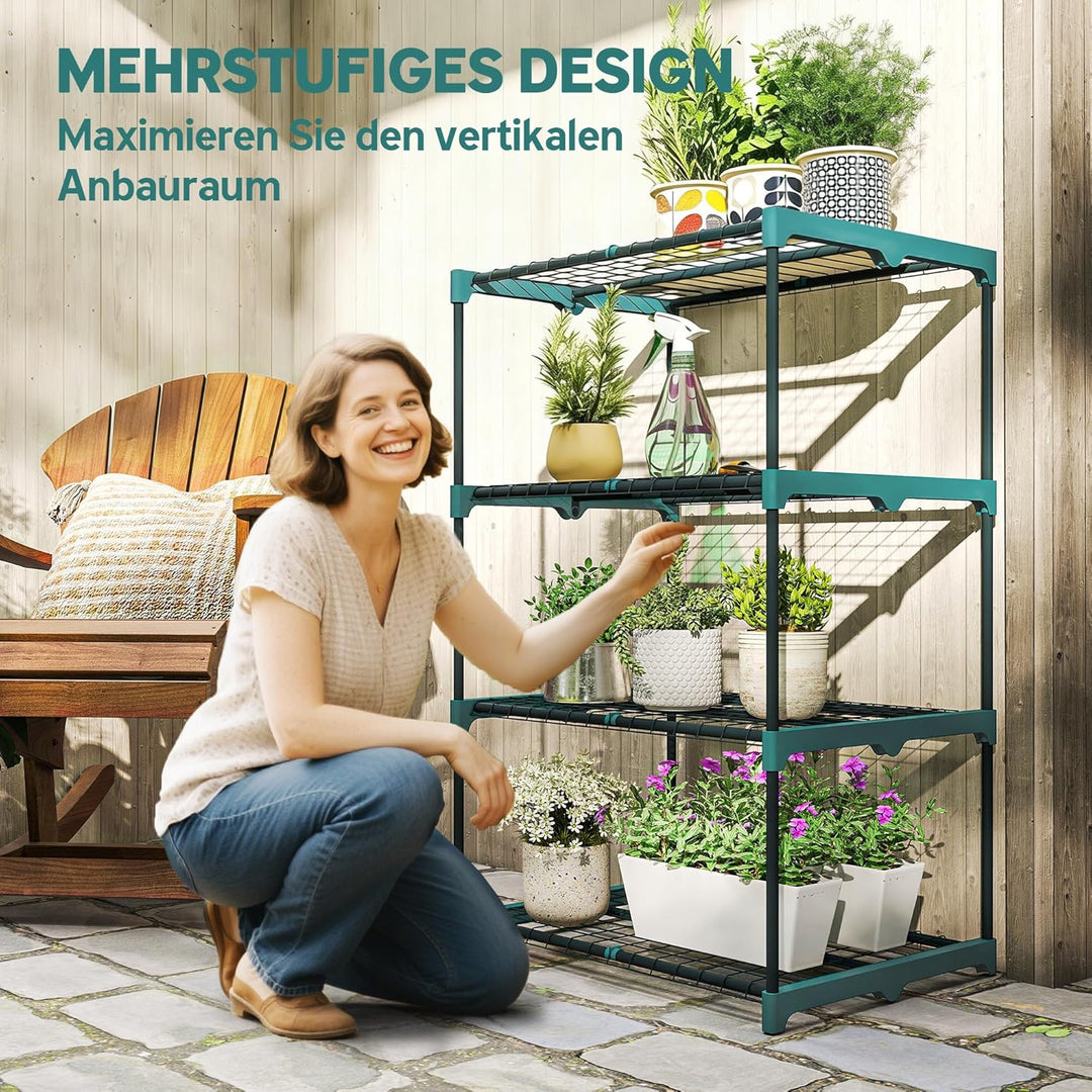 Outsunny 4-Etagen Pflanzenständer, 105 cm hoch Blumenständer für Innen Aussen, Pflanzenregal aus Sta
