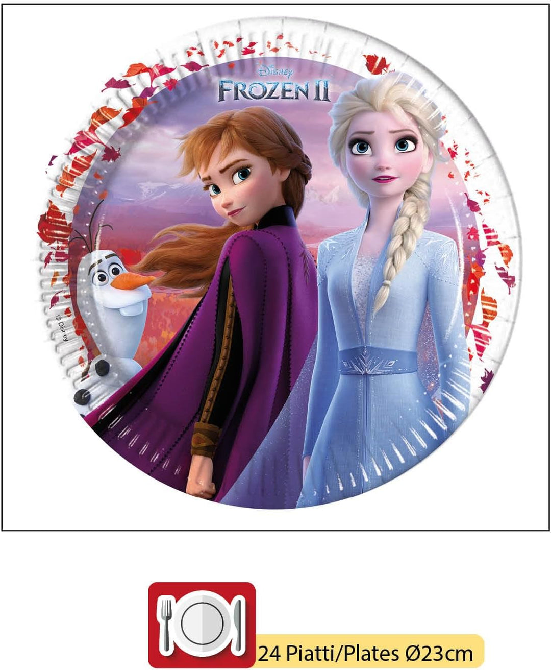 Ciao Party Tableware Set Disney Frozen II for 24 people (112 pcs: 24 paper plates Ø23cm, 24 paper pl