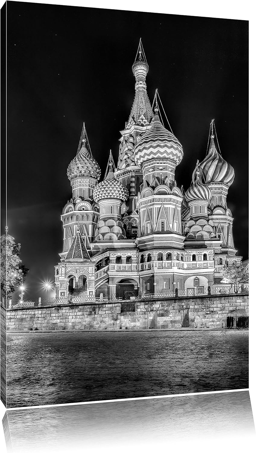 Pixxprint Monocrome, Basilius Kathedrale in Moskau, Format: 100x70 auf Leinwand, 100x70