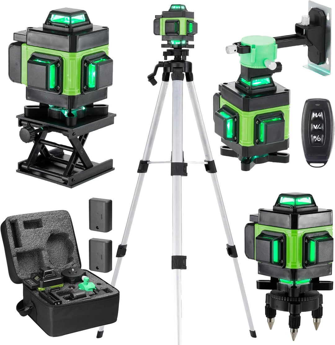 Weytoll Kreuzlinienlaser mit Stativ, 16 Line Laser Level IP54 Wasserwaage, 2400mAh Akku*2, mit Teles