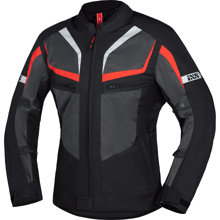 IXS Motorradjacke mit Protektoren Motorrad Jacke Gerona-Air 1.0 Tour Textiljacke schwarz/grau/rot 4X