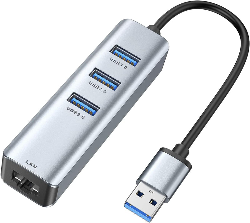 ABLEWE USB-auf-Ethernet-Adapter, 4-in-1 Aluminium USB Ethernet-Adapter mit RJ45 10/100/1000Mbps Giga