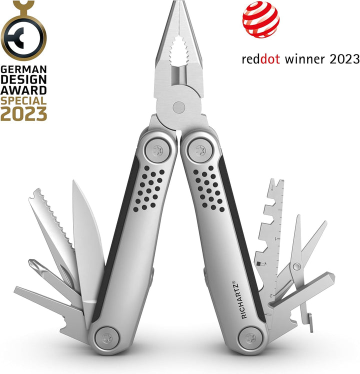 STRUKTURA tool 25+ | Multitool mit 25 Funktionen | matt gestrahlter Edelstahl | | ergonomische Kunst