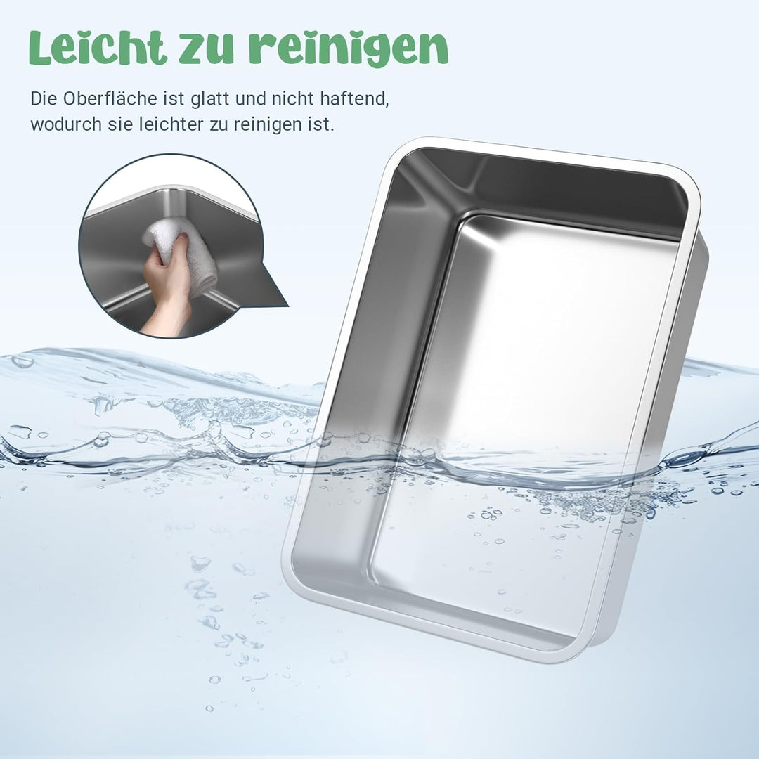 WENBOKMIN Katzenklo Edelstahl, Grosse Katzentoilette,50x35x15cm | Edelstahl Katzenklo– robust und la