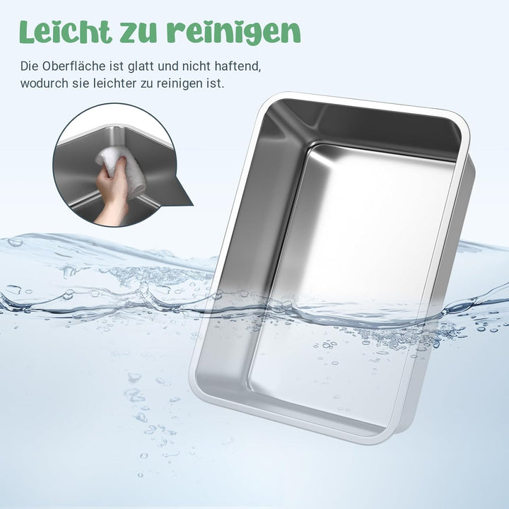 WENBOKMIN Katzenklo Edelstahl, Grosse Katzentoilette,50x35x15cm | Edelstahl Katzenklo– robust und la