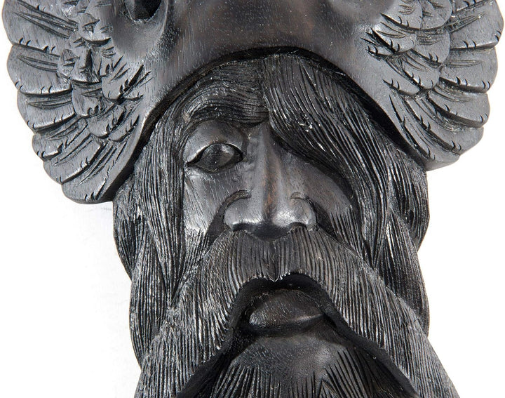 Windalf Handmade Vikings Schwarzes Deko-Holzbild Odin 40 cm Wikinger Wotan Wandbild Nachhaltiges Hol