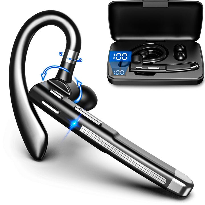 Bluetooth Headset mit Mikrofon, In Ear Freisprech Handy Kabellos Kopfhörer mit LED Ladebox für Autof