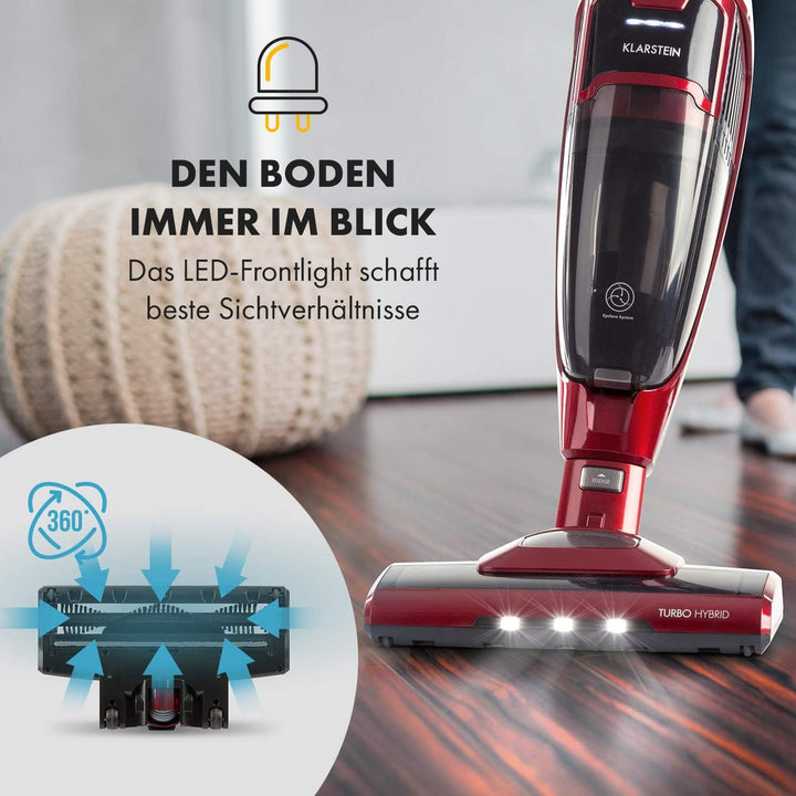 Klarstein TurboHybrid Zyklon Staubsauger, Akku Staubsauger, Staubsauger Kabellos für 50min Betriebsd