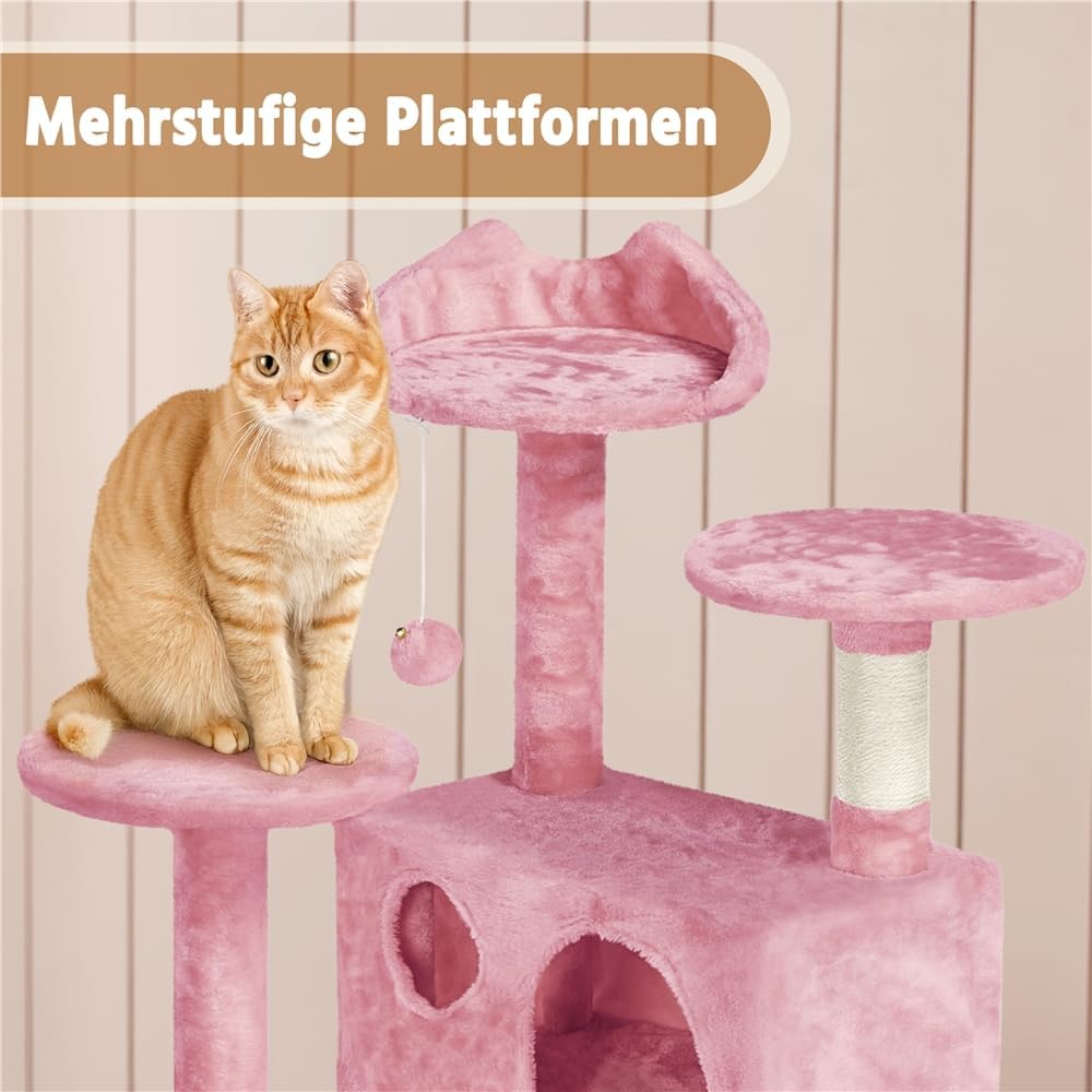 Yaheetech Kratzbaum gross Kletterbaum 158 cm hoch Katzenkratzbaum, Stabiler Katzenbaum mit 3 Plattfo