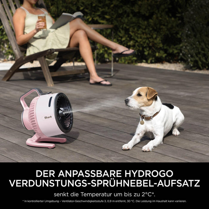 Shark FlexBreeze HydroGo Starker Ventilator mit Sprühnebel, Kühlung für drinnen & draussen, leise &