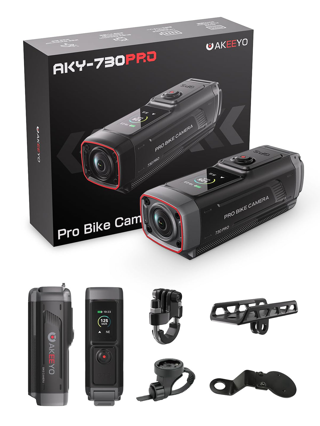 AKEEYO AKY-730Pro 4K Motorrad/Fahrrad Dashcam,60FPS Action-Kamera mit EIS-Stabilisierung,1,14" Touch