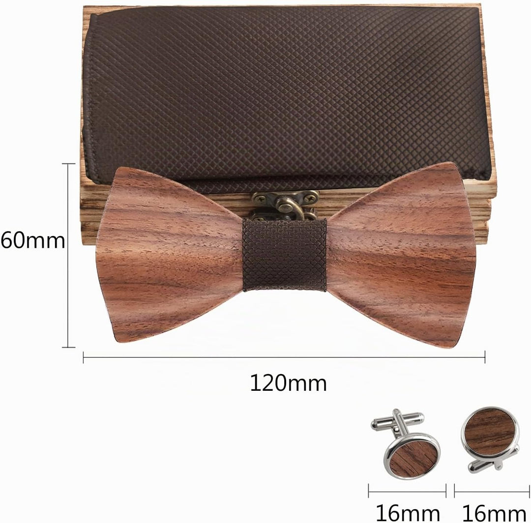 Mr.Van Hölz Fliege Herren Klassische, Holzfliege Set Handgearbeitete Natürliche Hölzerne Krawatte fü