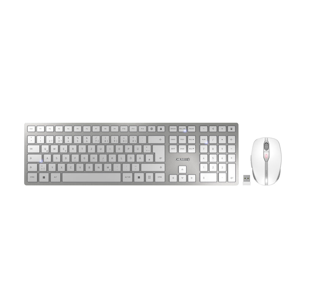 CHERRY DW 9100 SLIM, Kabelloses Tastatur- und Maus-Set, Deutsches Layout (QWERTZ), Bluetooth & 2,4 G