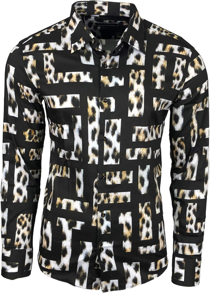 Blumen Hemden Herren Bunte Hemd Langarmhemd Muster Freizeitshemd Langarm Casual Mehrfarbig Shirt XXL