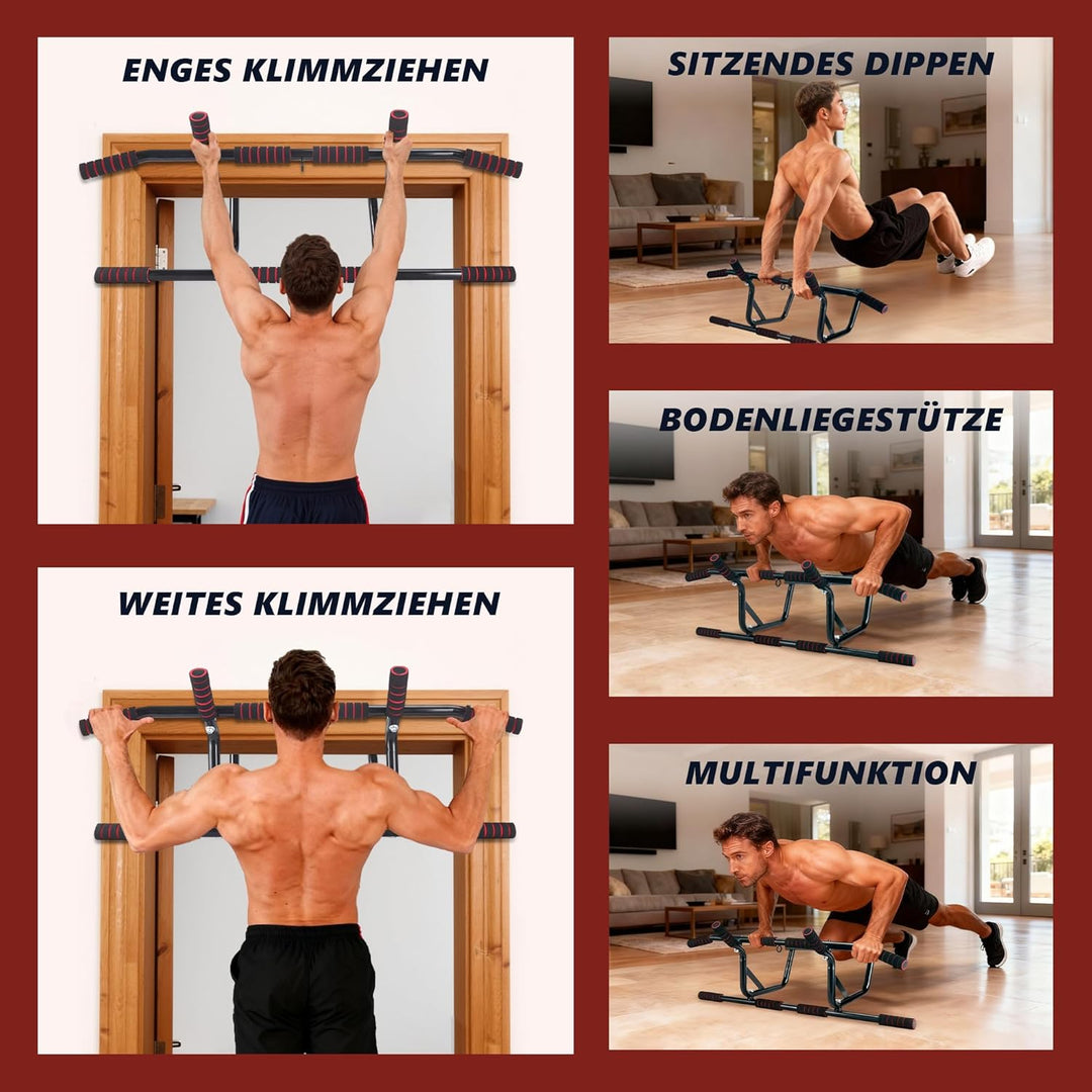 Klimmzugstange Türrahmen Pull Up Bar - Klimmzugstangen für Tür ohne Schrauben - PullUp Bar mit Gepol