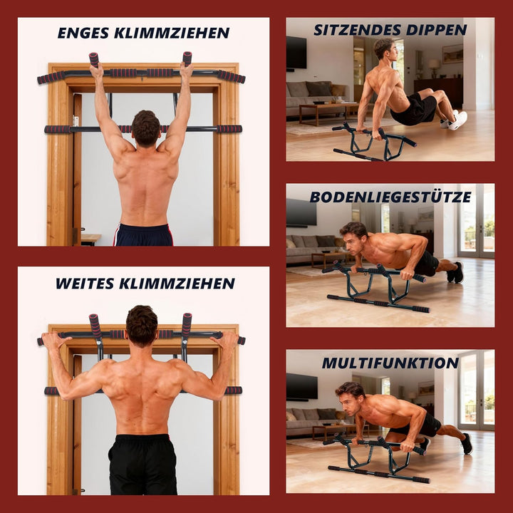 Klimmzugstange Türrahmen Pull Up Bar - Klimmzugstangen für Tür ohne Schrauben - PullUp Bar mit Gepol
