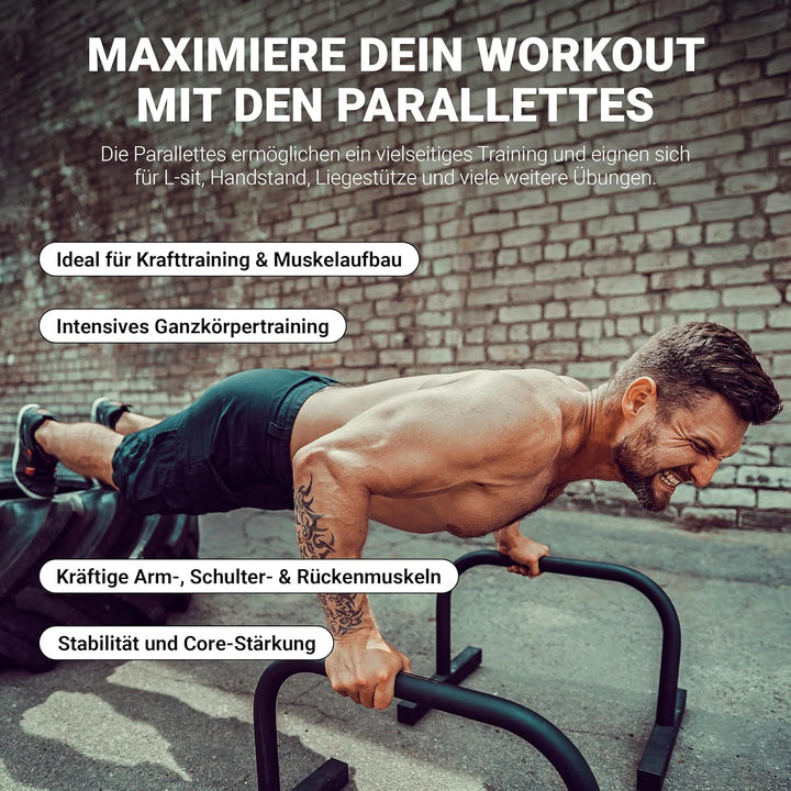 MSPORTS Low Fitness Parallettes Minibarren Professional LxBxH: 60x35x29 cm| Push-Up Bars Liegestützg