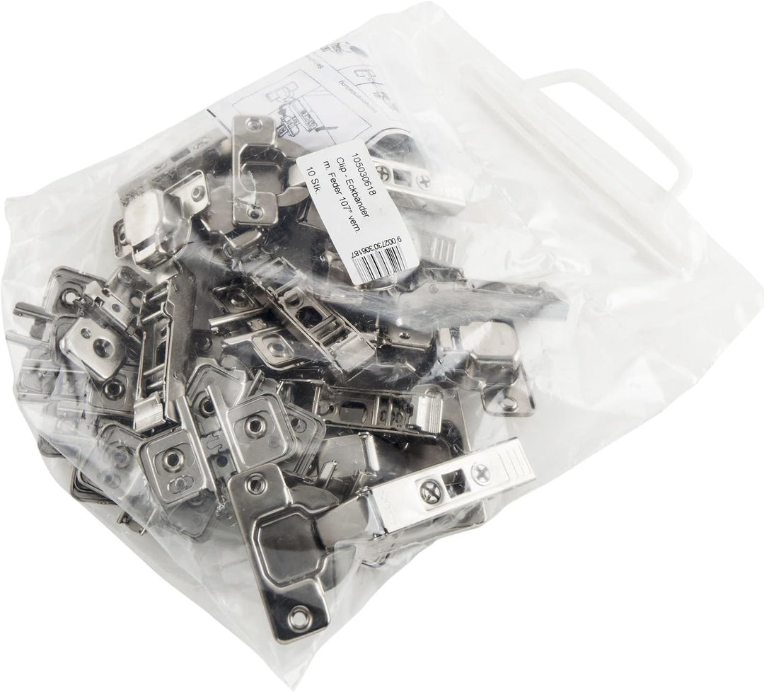 BLUM Clip top Möbel-Scharnier | Möbelband; Eckanschlag, 10 Stück inkl. Montageplatten, Schrauben und