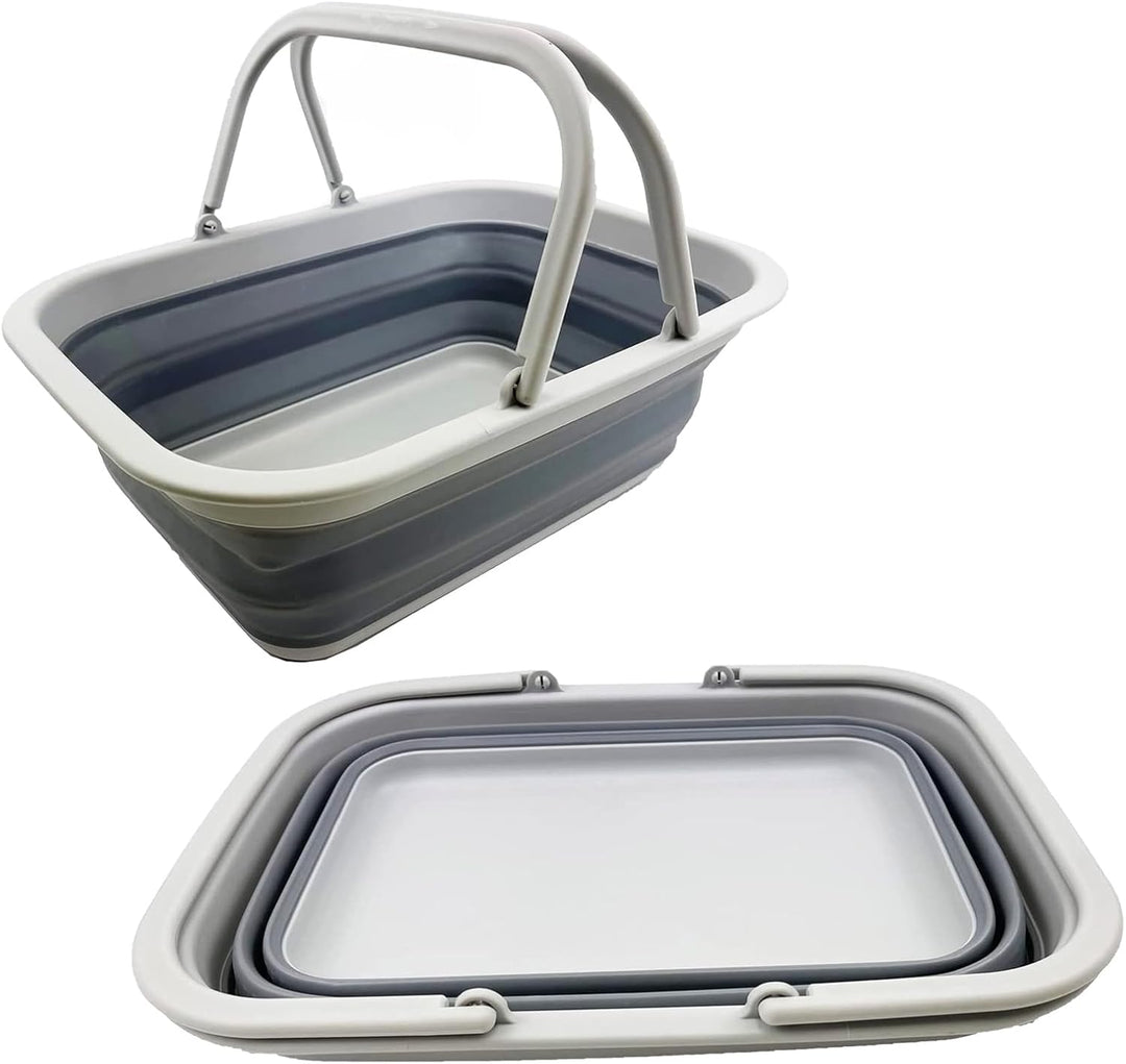 SAMMART 9,2 l zusammenklappbare Wanne mit Griff – tragbarer Outdoor-Picknickkorb/Krater – Faltbare E