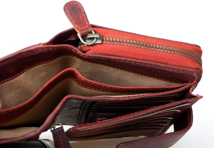 Bull Burry Geräumige Dunkelrot RFID-Lederbrieftasche gesamt Hergestellt aus einem starken echten Rin