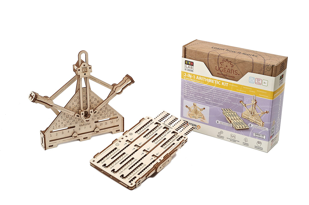 UGEARS STEM Lab 3D Puzzle - Arithmetik-Kit STEM Set - Modellbausatz aus Holz - STEM Spielzeug mit Ap