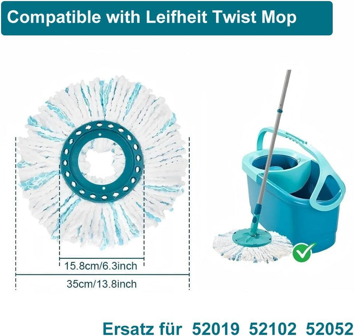 5 Stück Ersatzkopf für Leifheit Clean Twist Disc Mop Micro Set,2-Faser-System für Leifheit Clean Twi