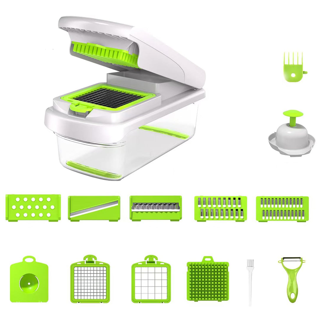 7-in-1 Gemüseschneider, Multifunktionaler Küchenschneider, Meal prep, Gemüsehobel mit 7 Klingen und