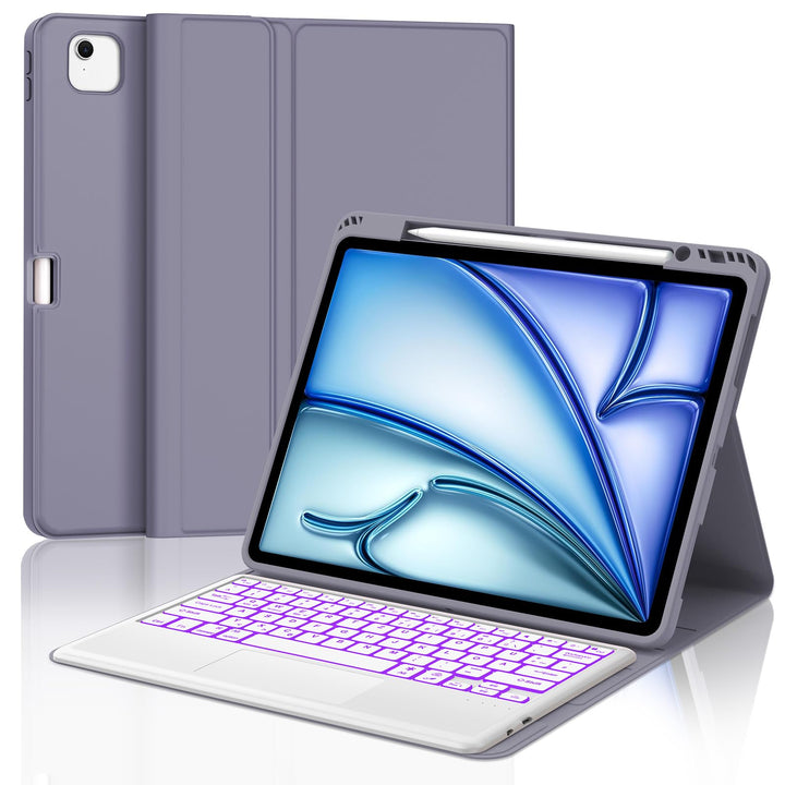 JADEMALL Für iPad Air 13 &amp; Pro 12.9 Hülle mit Touchpad &amp; Beleuchtung QWERTZ | Für iPad Air 13 Zoll T