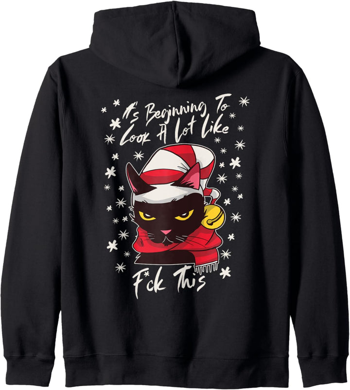 Weihnachtsmuffel Katze Ich hasse Weihnachten Anti Xmas Deko Kapuzenjacke