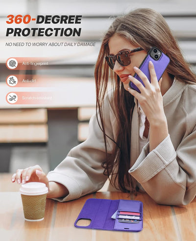 OCASE Hülle iPhone 14 [Abnehmbare magnetische Hülle] [Kabelloses Laden] [Displayschutz] [Kartenfach]