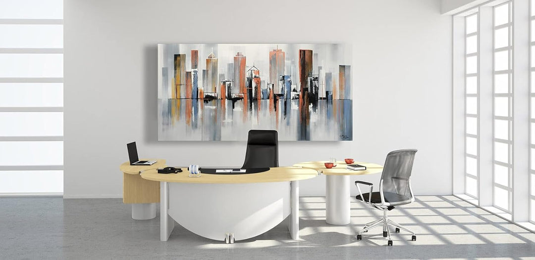 Monica Mirafiori I 100% HANDGEMALT I Gemälde Wolkenkratzer 100x50cm | Gemälde Handgemalt | Acrylgemä