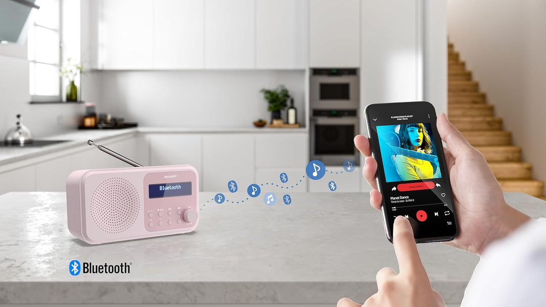 SHARP DR-P420 Portables Digitalradio (DAB/DAB+/FM mit RDS, USB, Bluetooth 5.0, 3,5mm Klinke Wecker-F