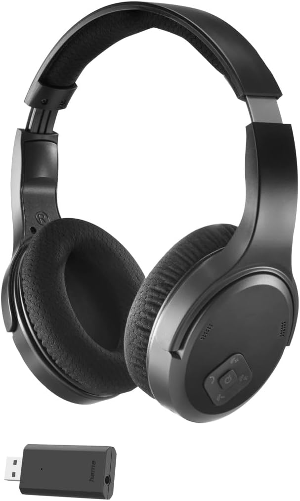 Hama Funkkopfhörer für TV, 2,4 GHz (kabelloser Kopfhörer für fernsehen ohne Audioverzögerung, 16 h S