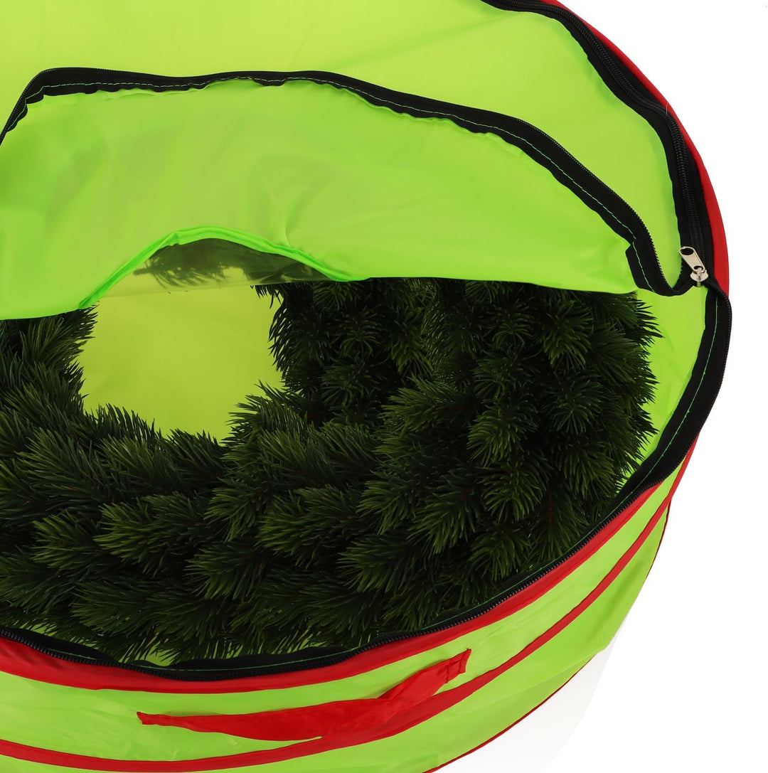 com-four® Aufbewahrungstasche XL mit Sichtfenster - grosse Schutzhülle für Kränze mit Tragegriff und