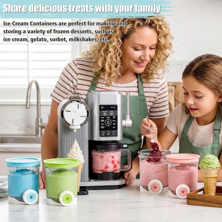 GFTIME 4 Stück Eisbehälter für Ninja Swirl by CREAMi NC700 NC701 NC701EU/NC701UK, 480 ml Behälter mi